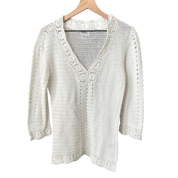 Lilly Pulitzer Tops - Lilly Pulitzer Vintage Cotton Crochet Tunic White Medium